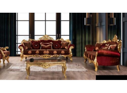 Sofa set 3+3 Seater Luxury Set Three Seater Suite Sofas Fabric Baroque Group