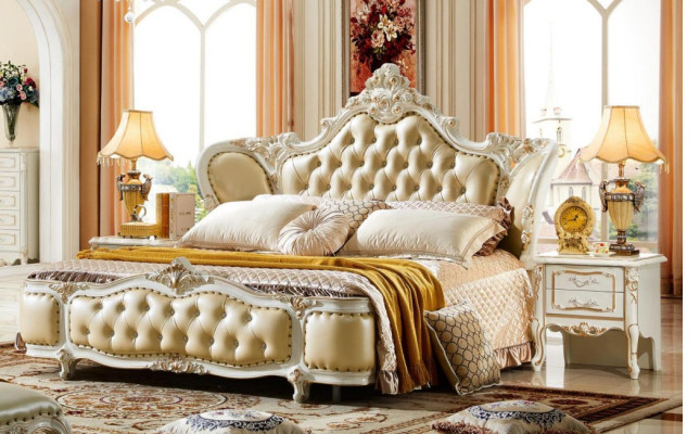 Beds Chesterfield Beige 180x200cm Bedroom Bed Leather new