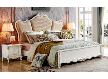 Bed Bedroom Set Design White Style Leather Beds 2x Bedside table 3pcs