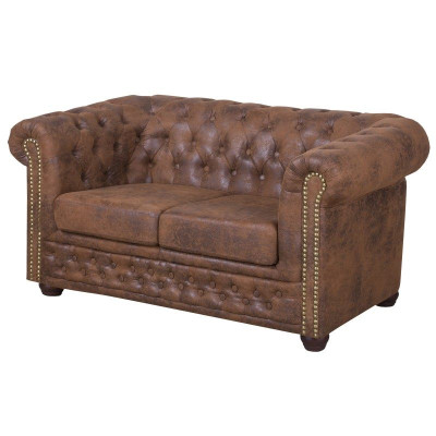 Chesterfield York Gobi 2 Seater Leather Couch Upholstery Sofas Couches new