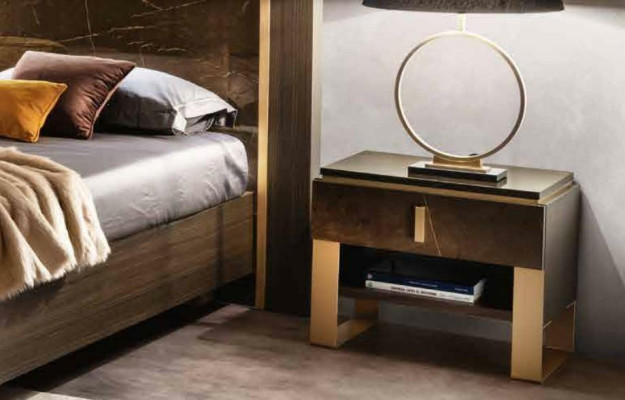 Bed Bedside table Chest of drawers 4 pcs. Bedroom Set Decoration Design Modern Luxury