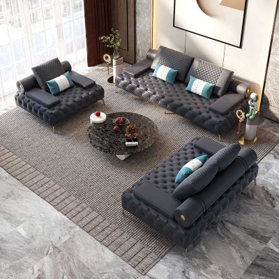 Sofa 3 Seater Furniture Leather Three Seater Sofas Living room Style 3 Seater Chesterfield