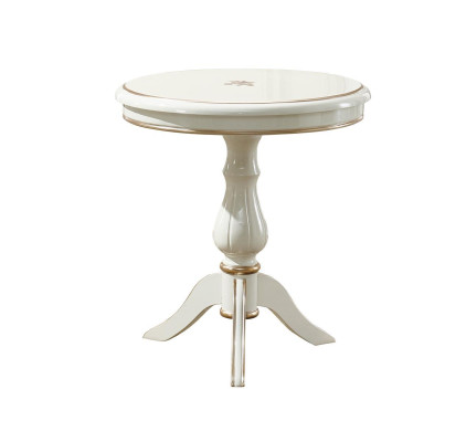 Side table White Round Classic Wood Design Living room Furniture Luxury Elegant