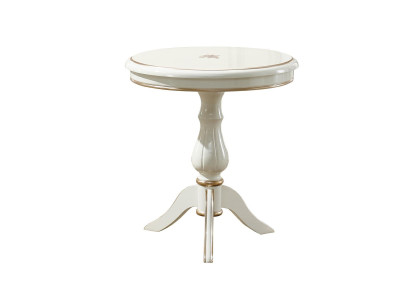 Side table White Round Classic Wood Design Living room Furniture Luxury Elegant