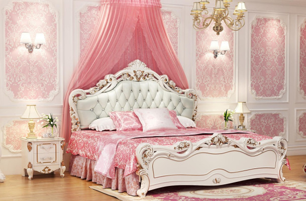 Chesterfield Couch Royal Bed Double bed Bedroom Furniture 3pcs