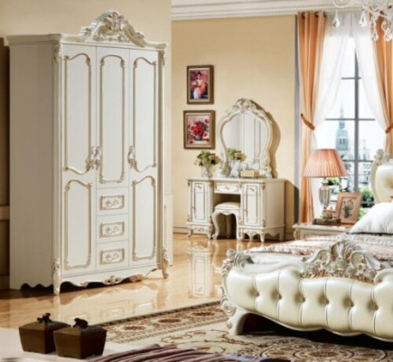 Three Door Wardrobe Wardrobe White Baroque Rococo Cabinets Wood