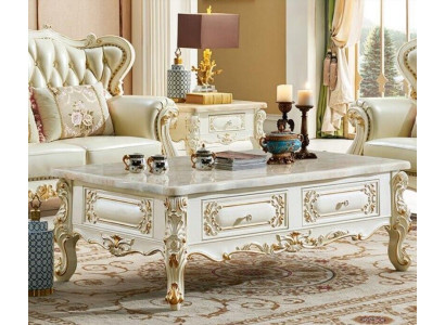 Classic r Coffee table 150x90 large sofa side table marble imitation