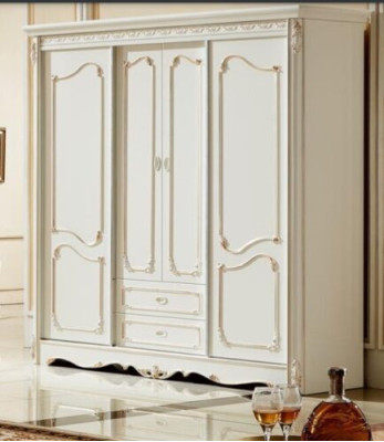 Classic r Wardrobe Furniture Wood Cabinets Bedroom White Wood
