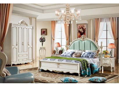 Bed Blue Beautiful Elegant Design Bedroom Upholstery Leather Beds