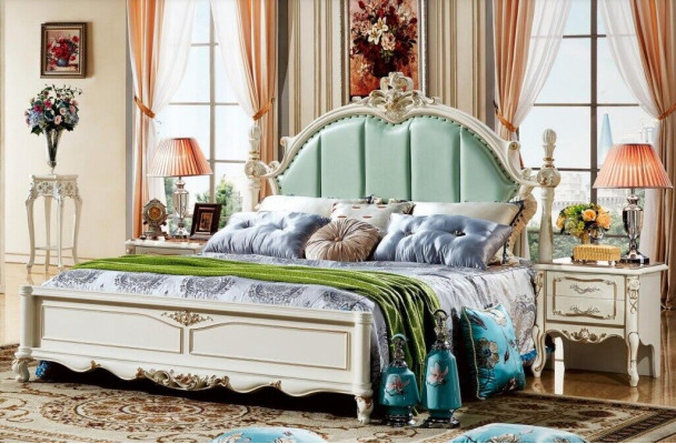 Classic s Bedroom Bed Furniture Wood Leather Beds Baroque Rococo