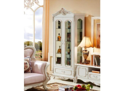 Classic Display case Glass Cabinet Wood Wardrobe White Cabinets Furniture Furnishings