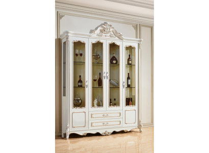 Antique Style Wardrobe Baroque Glass Cabinet Cabinets Furniture Wood Display case