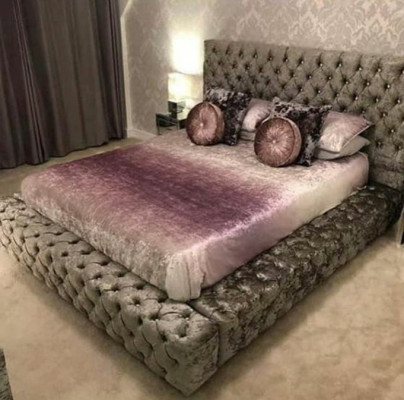 Chesterfield Double bed Furniture 180x200 Upholstery Textile Beds Luxury Design Frame