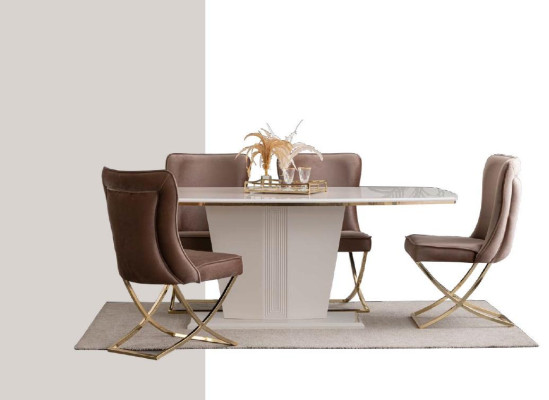 Dining table Suite Group Dining room Table + 4 Chair Set Designer Furniture