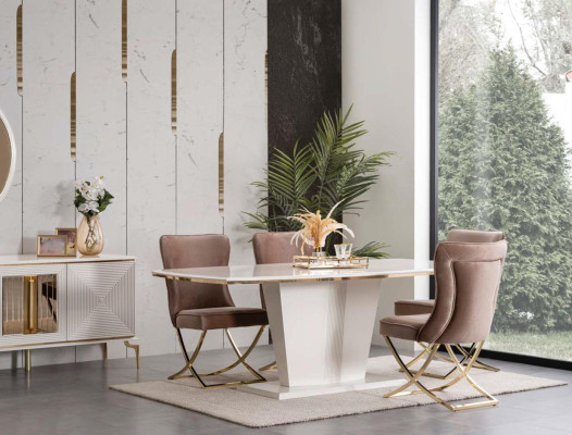 Dining table Suite Group Dining room Table + 4 Chair Set Designer Furniture