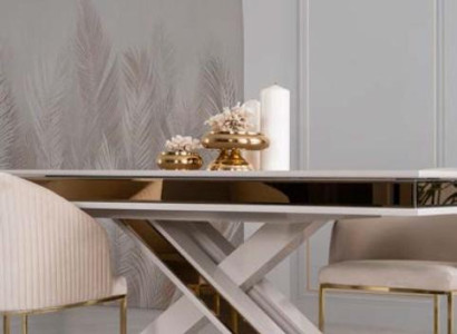 X Legs Dining table Column table Luxury Tables White Gold Table Furniture Wood