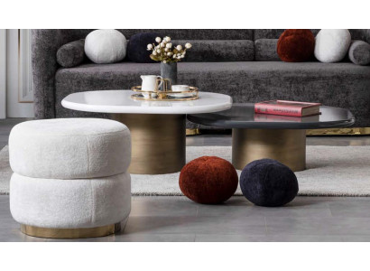 Designer Coffee table 2x White and Black Modern Style for Living room Model