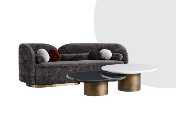 Designer Coffee table 2x White and Black Modern Style for Living room Model