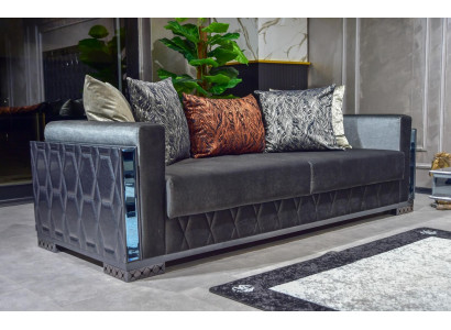 Sofa 3 Seater Luxury Furniture Living room Three Seater Gray Metal with Textile