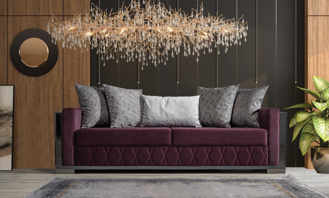 Modern Couch Sofas Design Sofa Three Seater Seat Burgundy Sofa 3 Seater