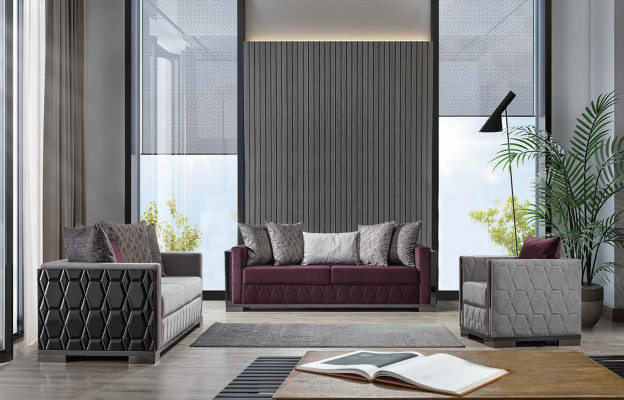 Modern Couch Sofas Design Sofa Three Seater Seat Burgundy Sofa 3 Seater