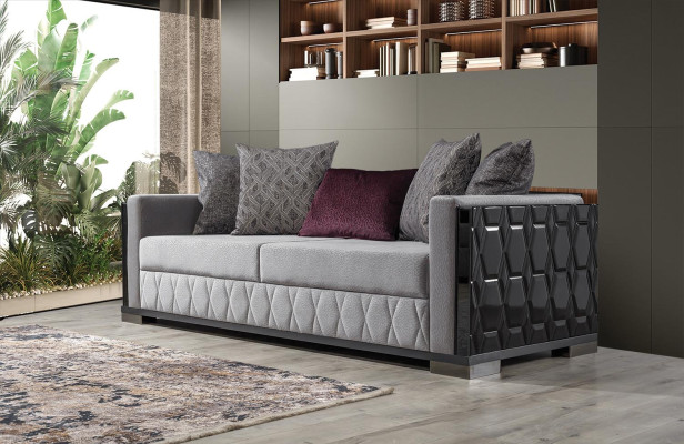 Luxury Sofa Three Seater 3 Seat Sofas Gray Living room Couch Fabric Design