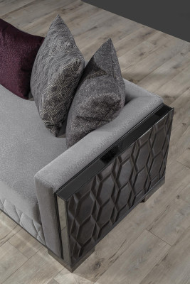 Luxury Sofa Three Seater 3 Seat Sofas Gray Living room Couch Fabric Design