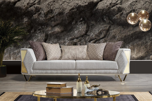 Fancy Sofa Living room Three Seater Couch Upholstery Furniture Fabric Set of 3