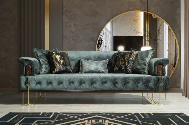 Sofa 3 Seat Sofas Seat Design Couch Three Seater Luxury Metal with Textile