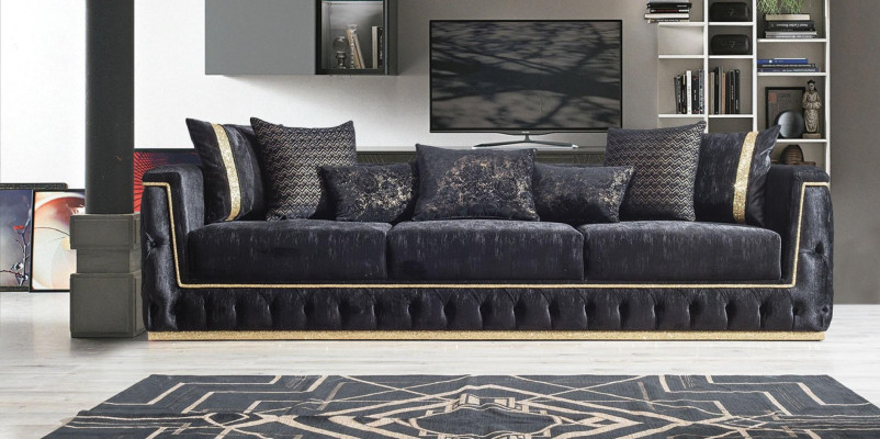 Three Seater Sofa 3 Seater Sofas Upholstery Couches Chesterfield with Textile