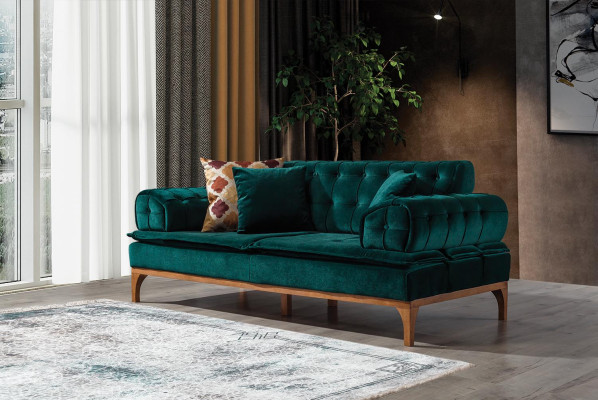 Luxury Sofa 3 Seater Sofas Seat Fabric Design Furniture Style Textile new green