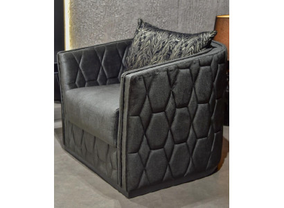 Luxury Single Seater Armchair Gray Upholstery Relax Furniture new Metal Textile