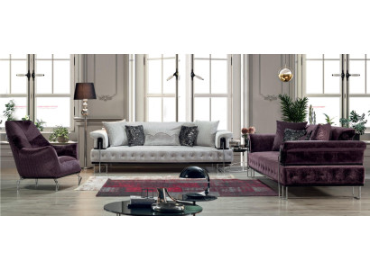 Luxury Suite Sofa set 3+3+1Seat Sofa Sofas Armchair Wood with Metal