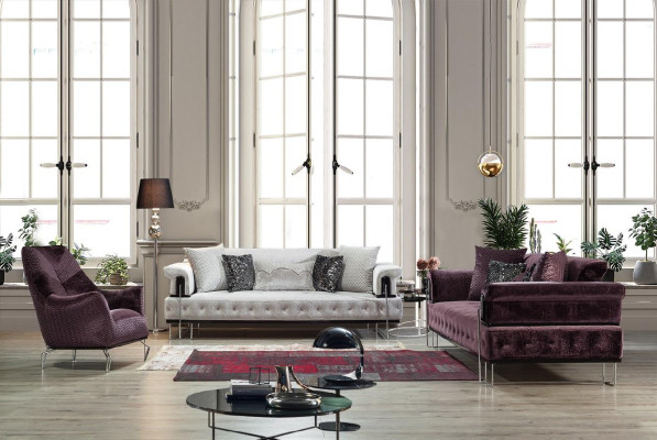Luxury Suite Sofa set 3+3+1Seat Sofa Sofas Armchair Wood with Metal
