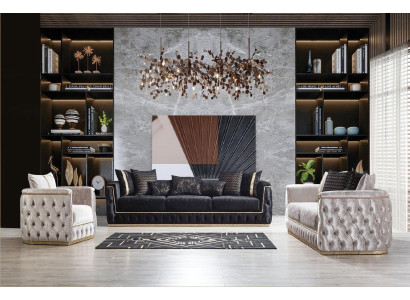 Sofa set Suite Sofas Sofa Armchair Three Seater 3+3+1 Seater Fabric