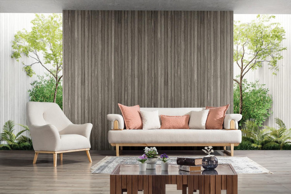 Modern Sofa set 3+3+1 Seater Suite Set Sofas Armchair Wood with Textile