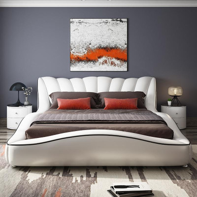 Luxury Double Bedroom Wood Textile Beds 180x200 Bed Classic