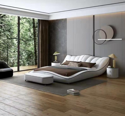 Luxury Double Bedroom Wood Textile Beds 180x200 Bed Classic