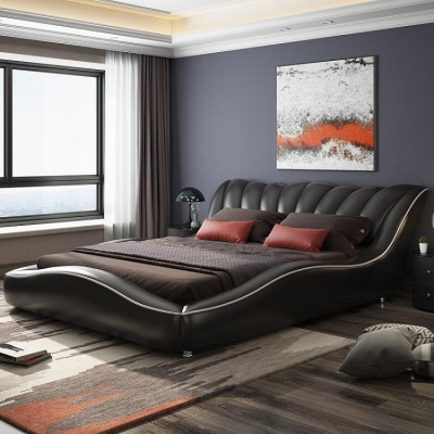 Luxury Double Bedroom Wood Textile Beds 180x200 Bed Classic