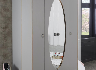 Wardrobe Bedroom Wardrobe Wood Cabinets with Mirror Gold Gray