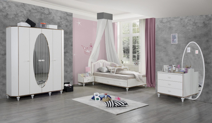 Chest of drawers with Mirror Furniture Modern Chest of drawers Wood Youth Room White new