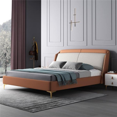 Bed Upholstery Design Luxury Double Hotel Marriage Sleep Room Leather 180x200cm