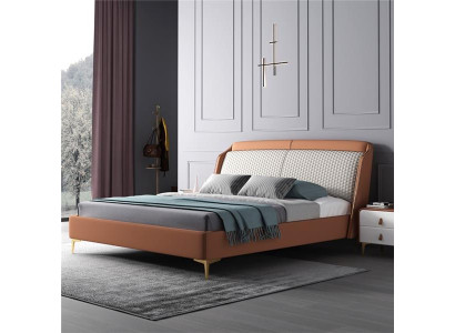Bed Upholstery Design Luxury Double Hotel Marriage Sleep Room Leather 180x200cm