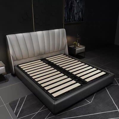 Luxury Double Hotel Beds 180x200cm Sleep Room Gray Leather Bed
