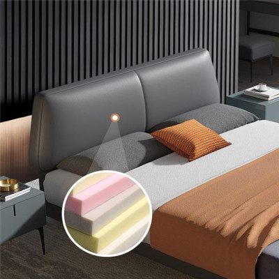 Design Luxury Double Hotel Beds Marriage Leather Luxury Bedroom Bed