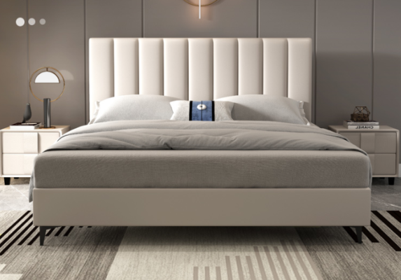 Design Wood Leather Beds 180x200cm Furniture Bedroom Hotel Beds