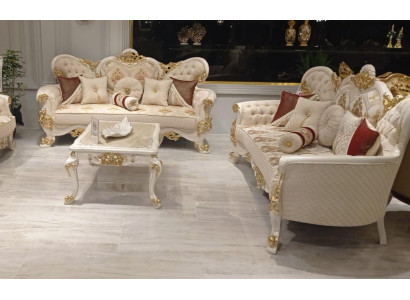 Luxury Sofa set 3+3 Seater Sofa Sofas Armchair Seat Fabric Baroque Group Baroque