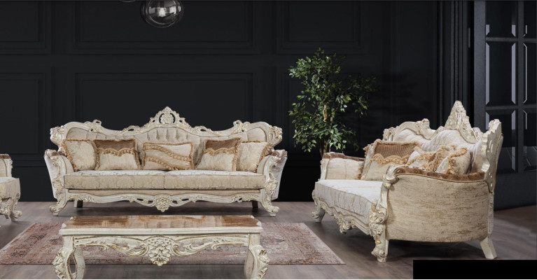Sofa set 3+3 Seater Suite Sofa Sofas Armchair Seat Fabric Baroque Set Group