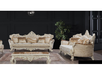 Sofa set 3+3 Seater Suite Sofa Sofas Armchair Seat Fabric Baroque Set Group