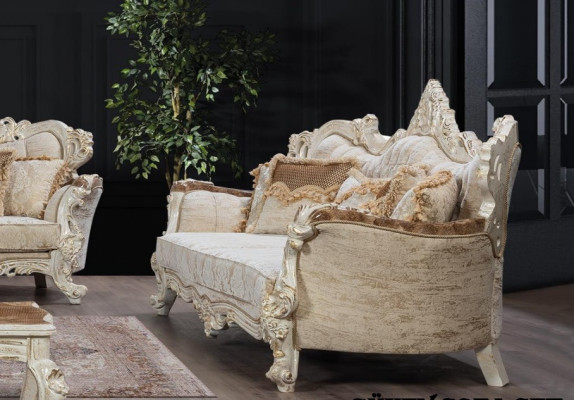 Sofa set 3+3 Seater Suite Sofa Sofas Armchair Seat Fabric Baroque Set Group